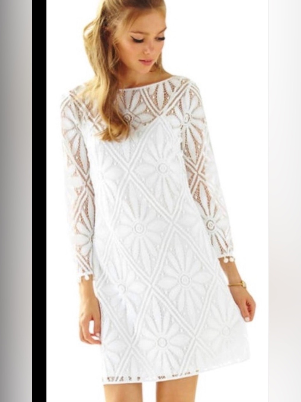 Lilly Pulitzer Topanga dress in Resort White crochet knee length small